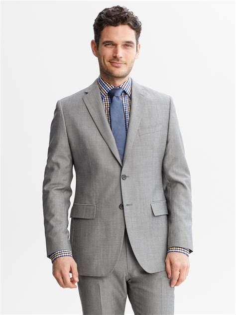 Banana Republic Br Monogram Gray Italian Wool Suit Jacket In Beige For Men Concrete Grey Lyst