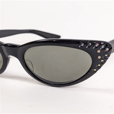 Vintage Rhinestone Cat Eye Sunglasses Etsy