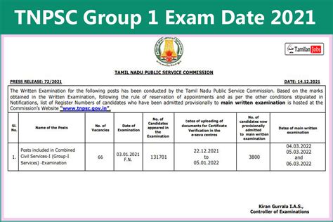 TNPSC Group 1 Exam Date 2021 Out Npsc Gov In Check Here