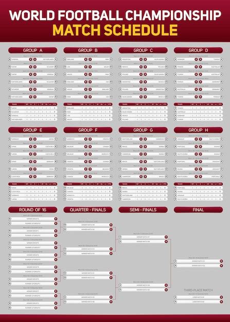 Afiche Del Calendario De Partidos Del Campeonato Mundial De Fútbol Para