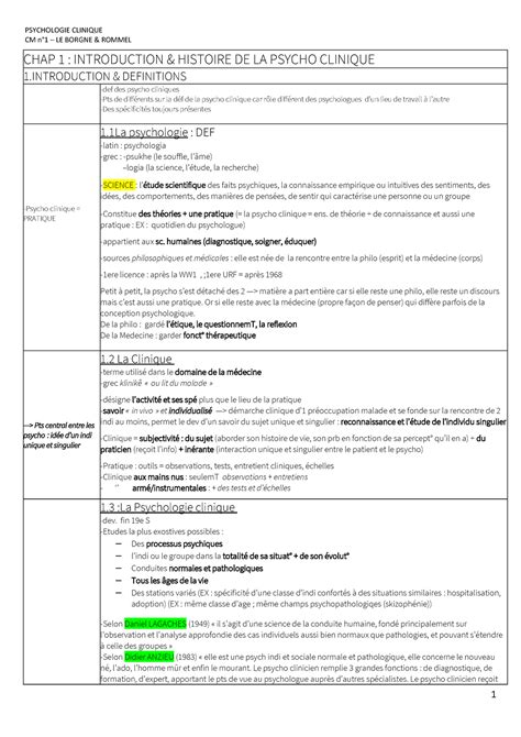 Cm N Chapitre Introduction Et Histoire De La Psychologie