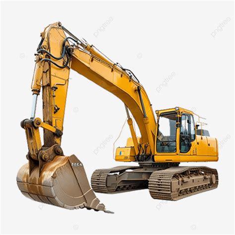 Crawler Excavator Isolated On Transparent Background Powerful With An