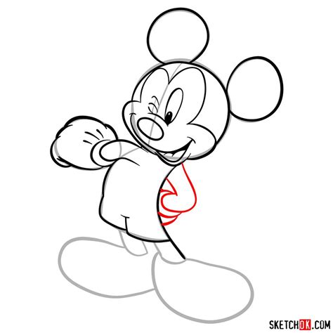 How To Draw Winking Mickey Mouse Sketchok Easy Drawing Guides