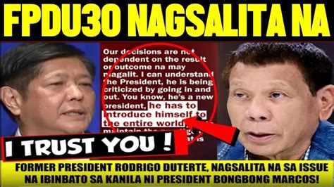 MATAPOS Ang ISSUE KAY PBBM FPDU30 NAGSALITA Na NILINAW Na WALA SILANG