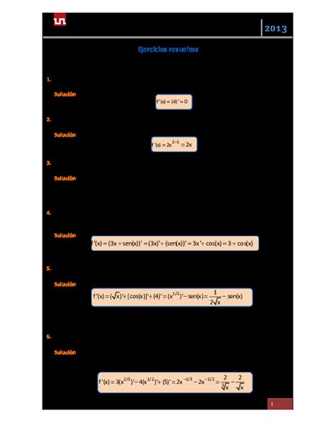 Ejercicios Resueltos De DERIVADAS PDFCOFFEE