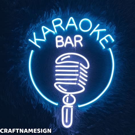 Craftnamesign Karaoke Bar Neon Sign Karaoke Open Wall Art Microphone