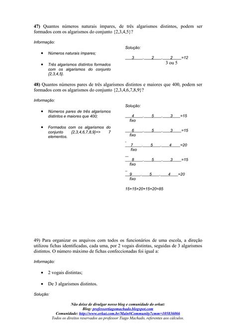 Apostila De Exercicios Resolvidos De Analise Combinat Ria Pdf