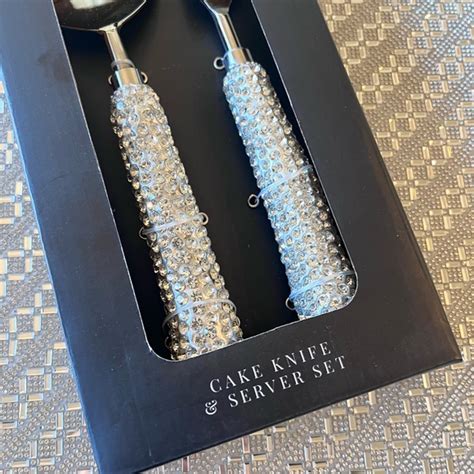 Tahari Dining Tahari Home Cake Knife Server Set Silver Rhinestone