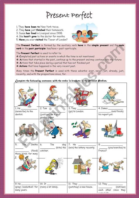 Present Perfect ESL Worksheet By Cristinamargarida