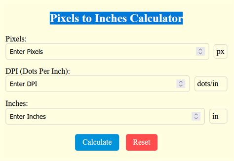 Pixels To Inches Calculator Online Calculators