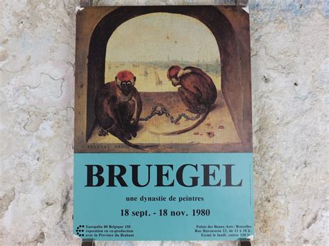 1980 Bruegel Poster, Two Chained Monkeys 1562, Pieter Bruegel the Elder ...