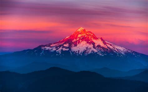 Wallpaper : landscape, mountains, sunset, sunrise, volcano, dusk ...