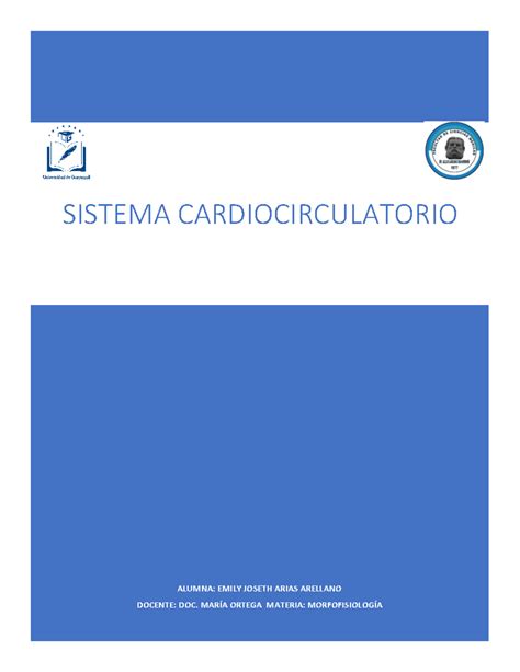 Sistema Cardiocirculatorio Morfofisiologia Alumna Emily Joseth