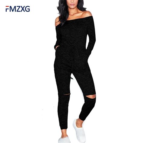 Tracksuit Off Shoulder Sexy Bodysuit Women Rompers Bodycon Jumpsuit