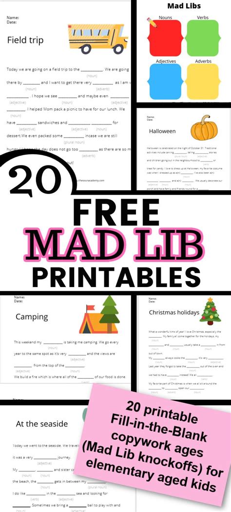 21 Free Printable Mad Libs For Kids Mad Libs Templates Printable