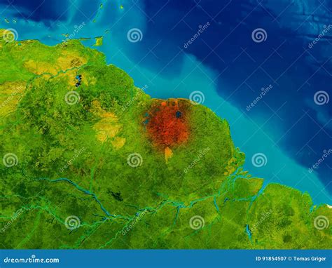 Suriname On Physical Map Stock Illustration Illustration Of