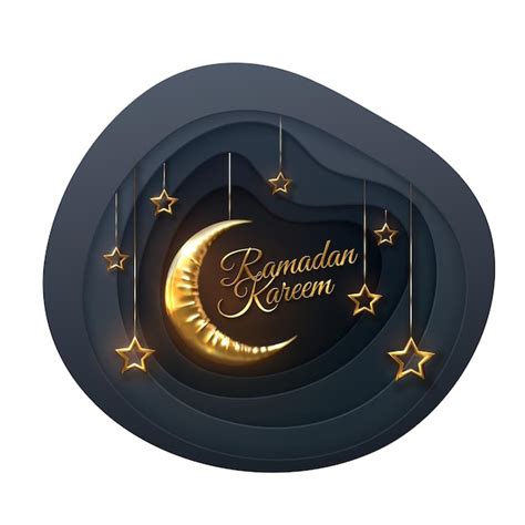 Cartel Dorado De Ramadán Kareem Con Luna Creciente Y Estrellas