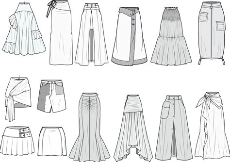 Skirt Flat Technical Drawing Illustration Etsy Canada In