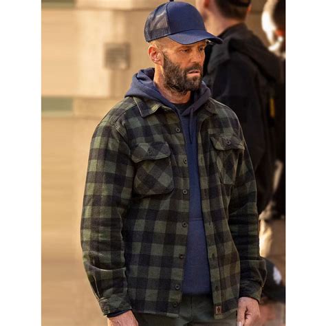 Movie Jason Statham The Beekeeper 2024 Green Plaid Jacket