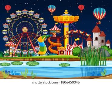 Amusement Park Carnival Festive Fair Cartoon Stock Vector Royalty Free