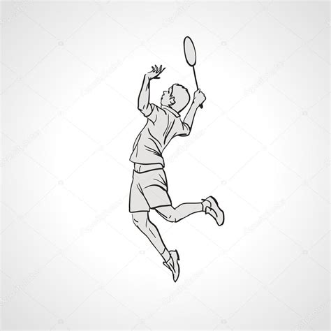 Illustration vectorielle du joueur de badminton Dessiné à la main