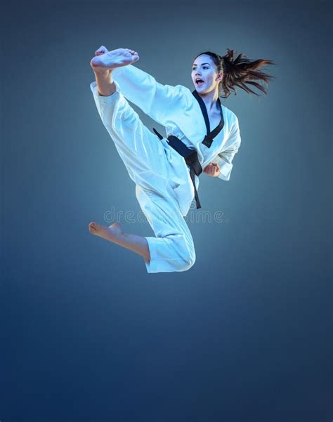 The Karate Girl With Black Belt Stock Photo Image Of Caucasian