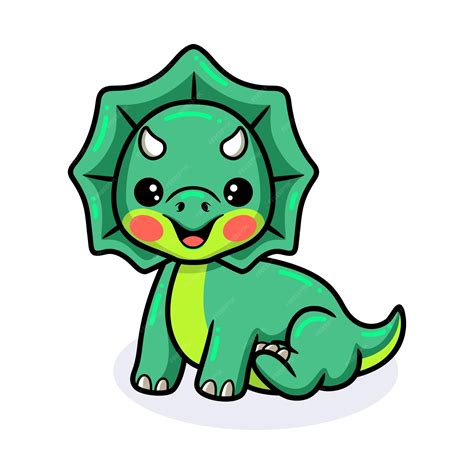 Cute Dinosaur Sitting Triceratops Cartoon Character Vector Porn Sex Picture