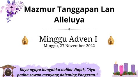 Mazmur Tanggapan Dan Alleluya Minggu Adven Tahun A Bahasa Jawa