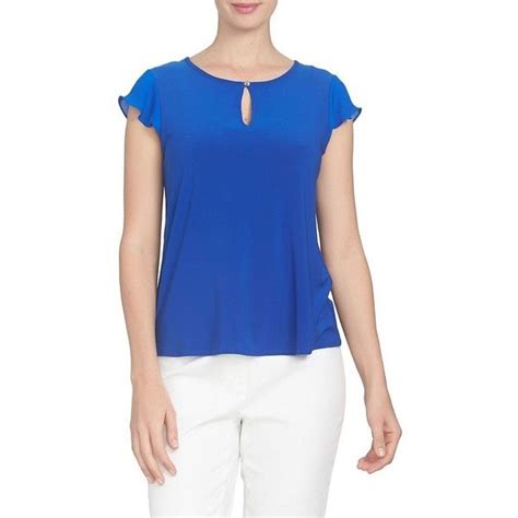 Womens Cece Flutter Sleeve Keyhole Top Deep Cobalt