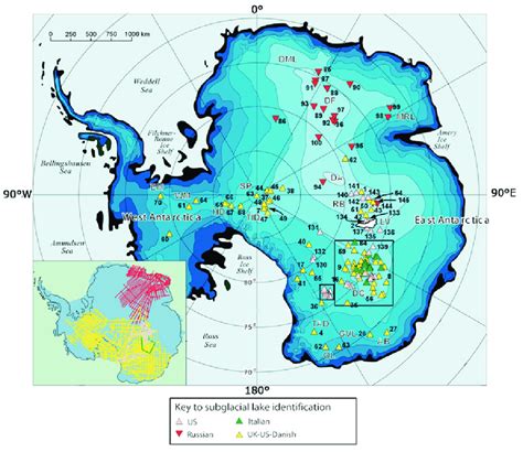 8 Locations Of 145 Antarctic Subglacial Lakes The Distribution Of