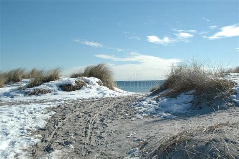 Paisaje Costero Del Invierno Con Hielo Y Nieve En La Playa Foto De