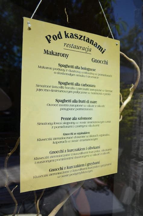 Menu At Restauracja Pod Kasztanami Restaurant Polanica Zdr J