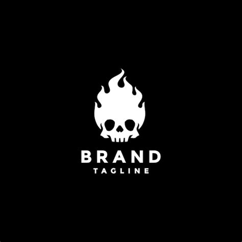 Premium Vector White Skull In Flames Logo Design Fiery Skull In