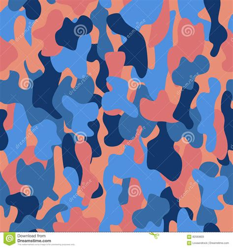 Camouflage Seamless Pattern In A Dark Blue Orange Pink And Colors