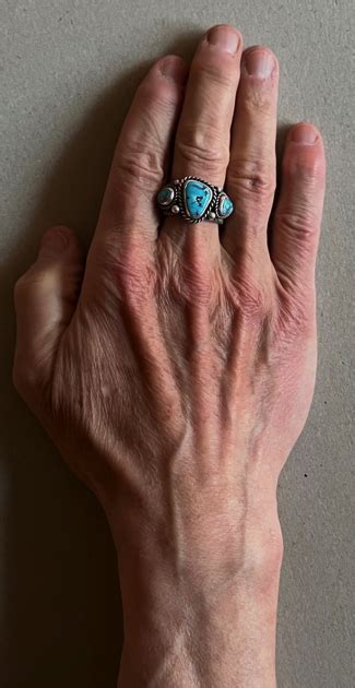 Quaid Shorty Contemporary Navajo Sterling Silver And Morenci Turquoise Ring