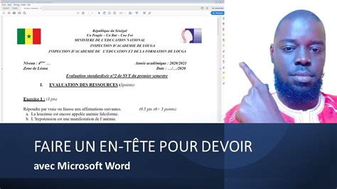 Faire Un Ent Te Pour Un Devoir Avec Microsoft Word Youtube