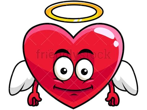 Winged Angel Heart Emoji Cartoon Vector Clipart Friendlystock