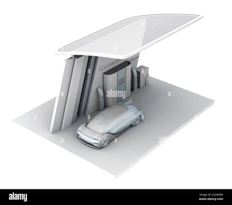Clay Rendering Image Of An Fcv Filling Up With Hydrogen Gas At A