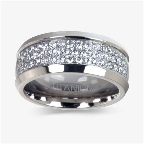 Mens Titanium Diamonflash ® Cubic Zirconia Ring