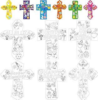 Kepeel 36 Pieces Easter Coloring Cross Craft Kit Easter Religious