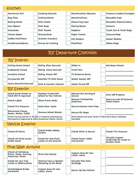 Ultimate Rv Packing List Checklist Digital Download Etsy Canada