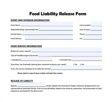 Food Waiver Template