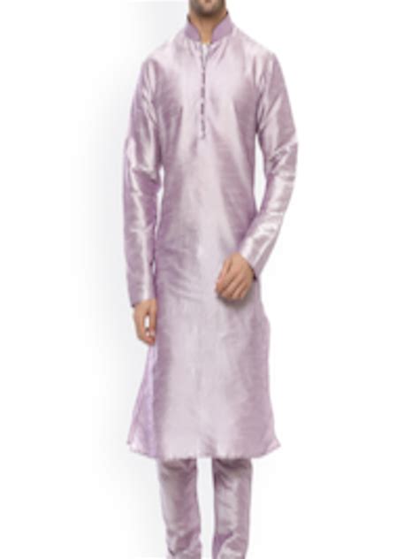 Buy Hangup Men Purple Solid Kurta With Churidar Kurta Sets For Men