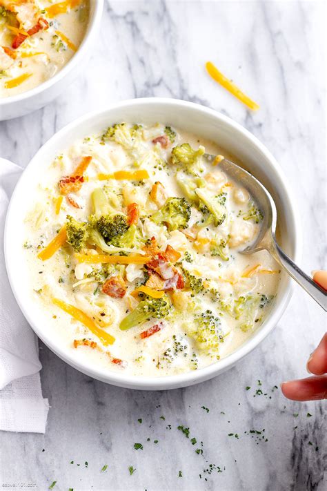 Broccoli Cauliflower Cheese Soup Recipe With Bacon Broccoli