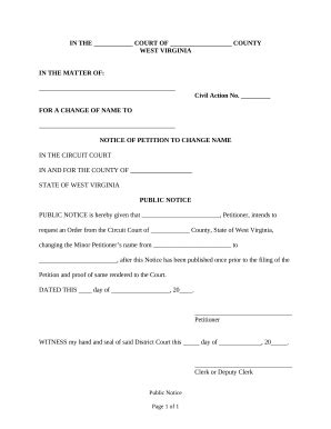 West Virginia Petition Doc Template Pdffiller