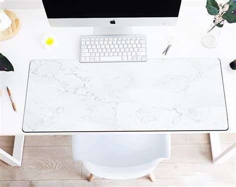 White Marble Desk Mat Desk Pad Large Mousepad Mousepad 10 | Etsy