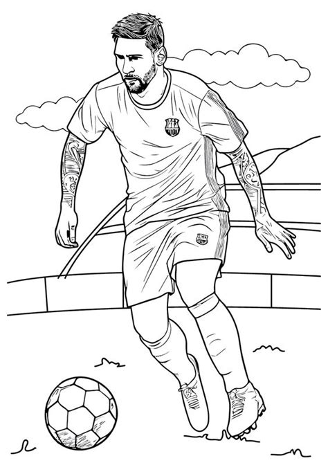 Lionel Messi With The Ball On His Feet Coloring Page In Coloring