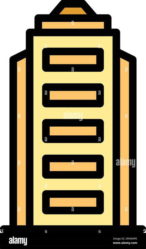 Finance Building Icon Outline Vector Store Mall City Center Color