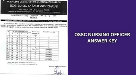 OSSC Nursing Officer Answer Key 2023 Cut Off Marks Expected