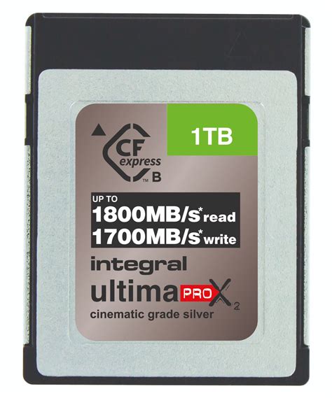 1TB Integral Ultimapro X2 CFexpress Cinematic Silver Type B 2 0 Memory Card